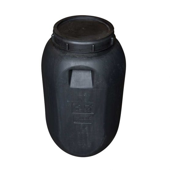 Grade 2 70 ltr plastic open top drum including screw on lid and inset