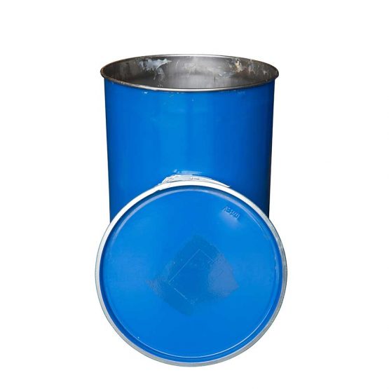 Grade 2 210 ltr steel open top drum including lid and lever fastener